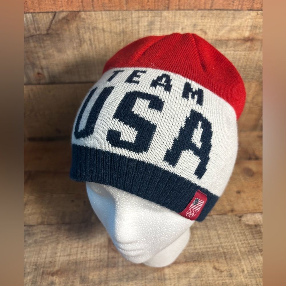 US Olympics Team Apparel USA Red White Blue Knit Beanie Cap Hat - One Size